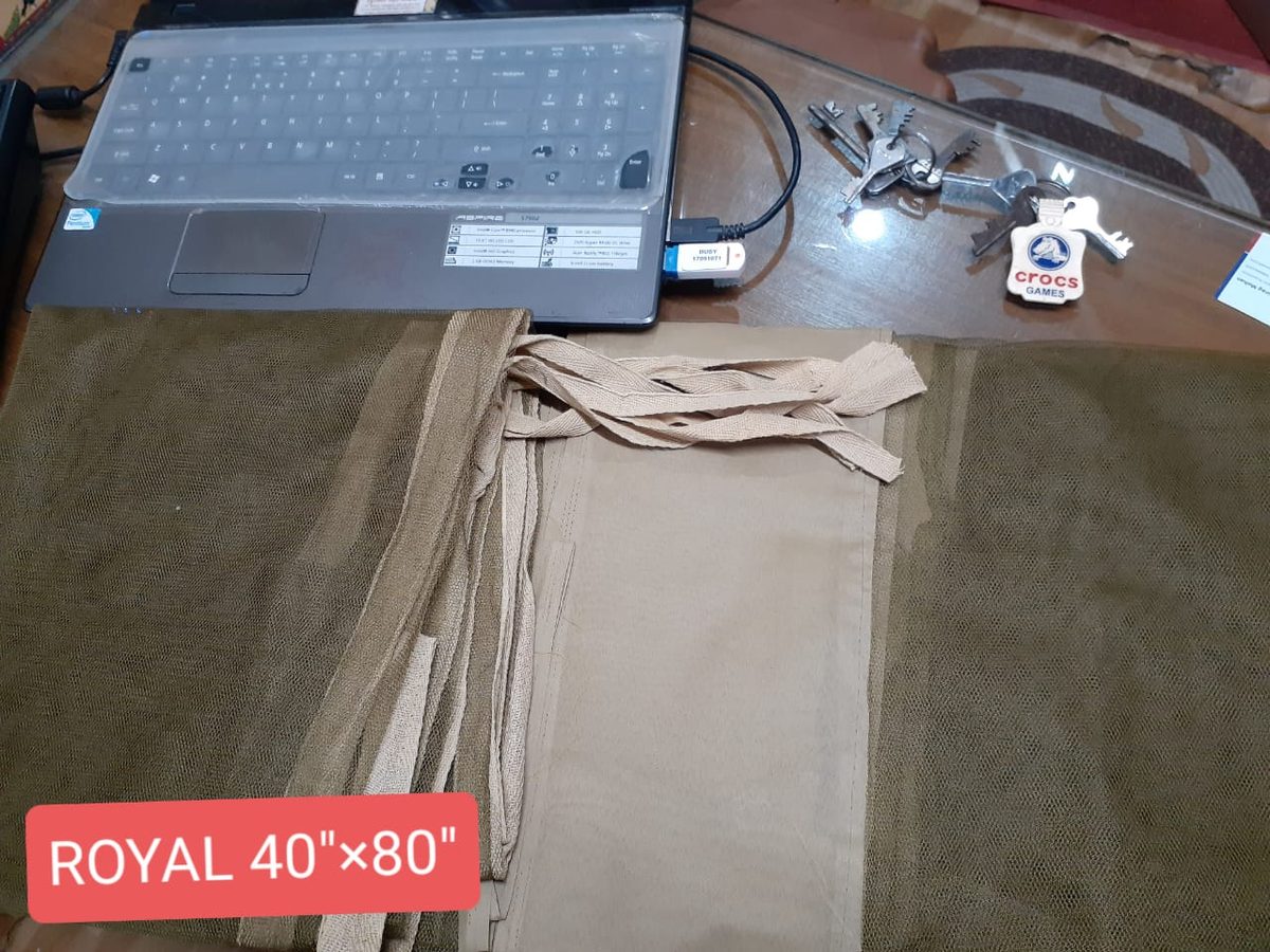 Royal khaki bed mosquito net with cotton tape