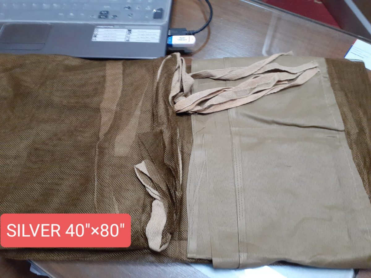 Silver khaki bed mosquito net — 410gm heavy duty