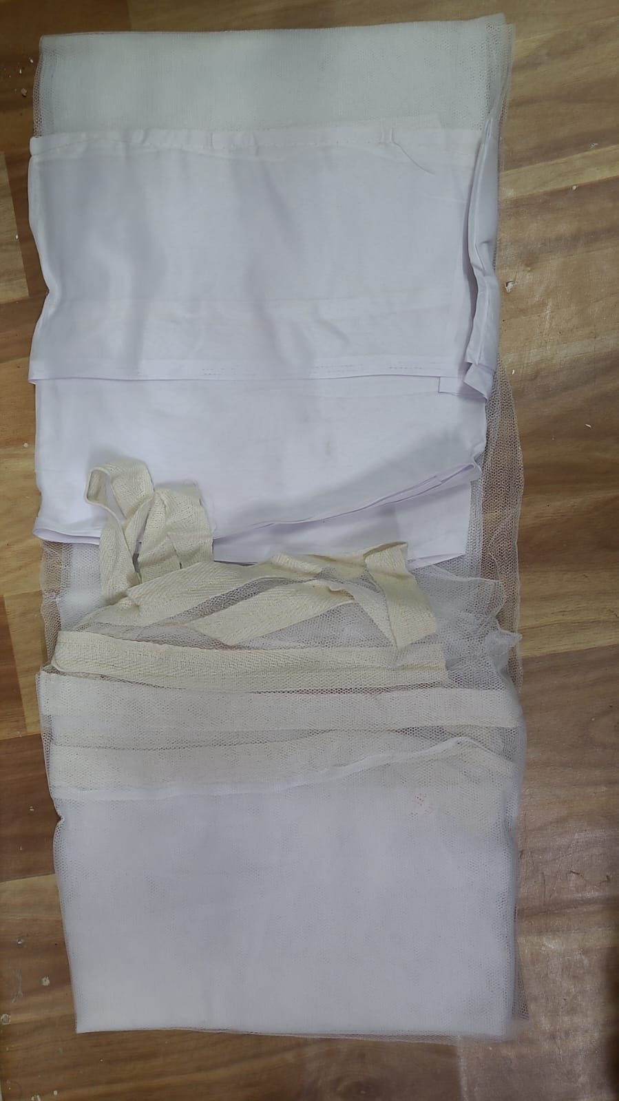 Rafel white bed mosquito net — poly-cotton with cotton tape border