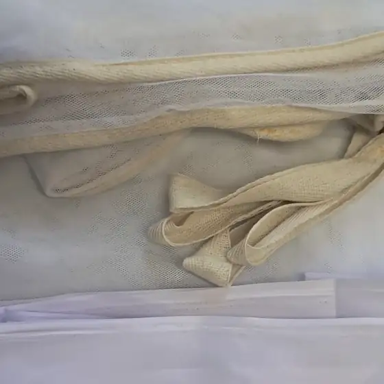 Rafel white bed mosquito net — premium heavy poly-cotton, soft small-hole mesh, cotton tape border